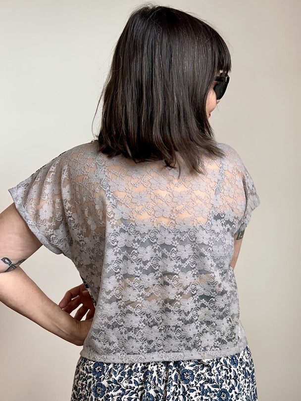 Rita Top - Delft/Grey Lace