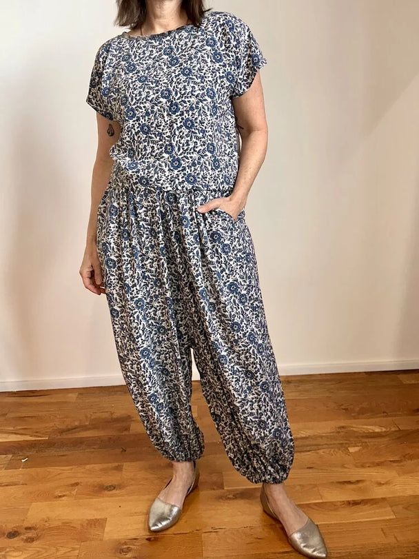 Rita Top - Delft/Grey Lace