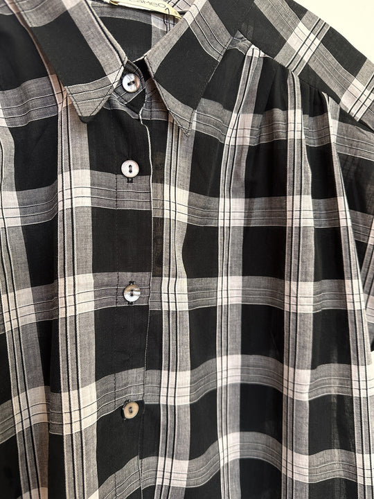 Folly Carol Blouse - Blk Plaid