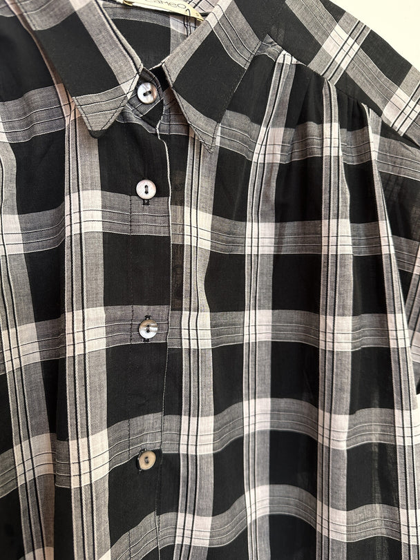 Folly Carol Blouse - Blk Plaid