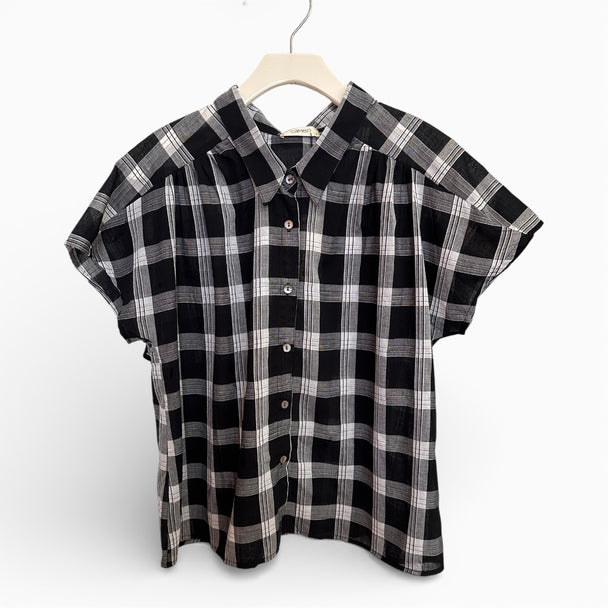 Folly Carol Blouse - Blk Plaid